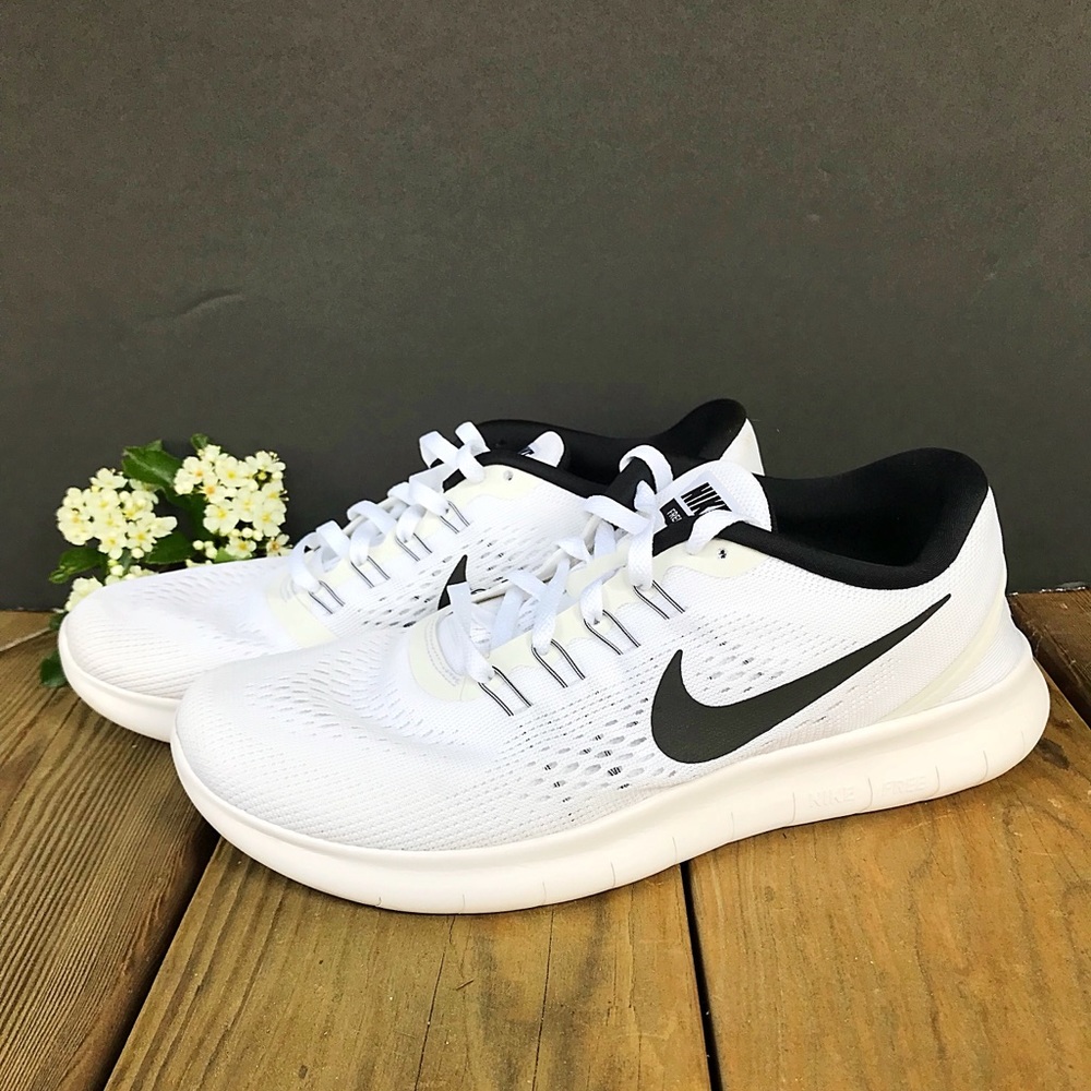 Women’s White and Black Nike Free RN Running Shoes